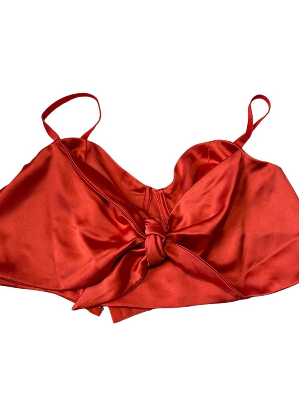 Crop top tank top bow orange red underwire medium satin